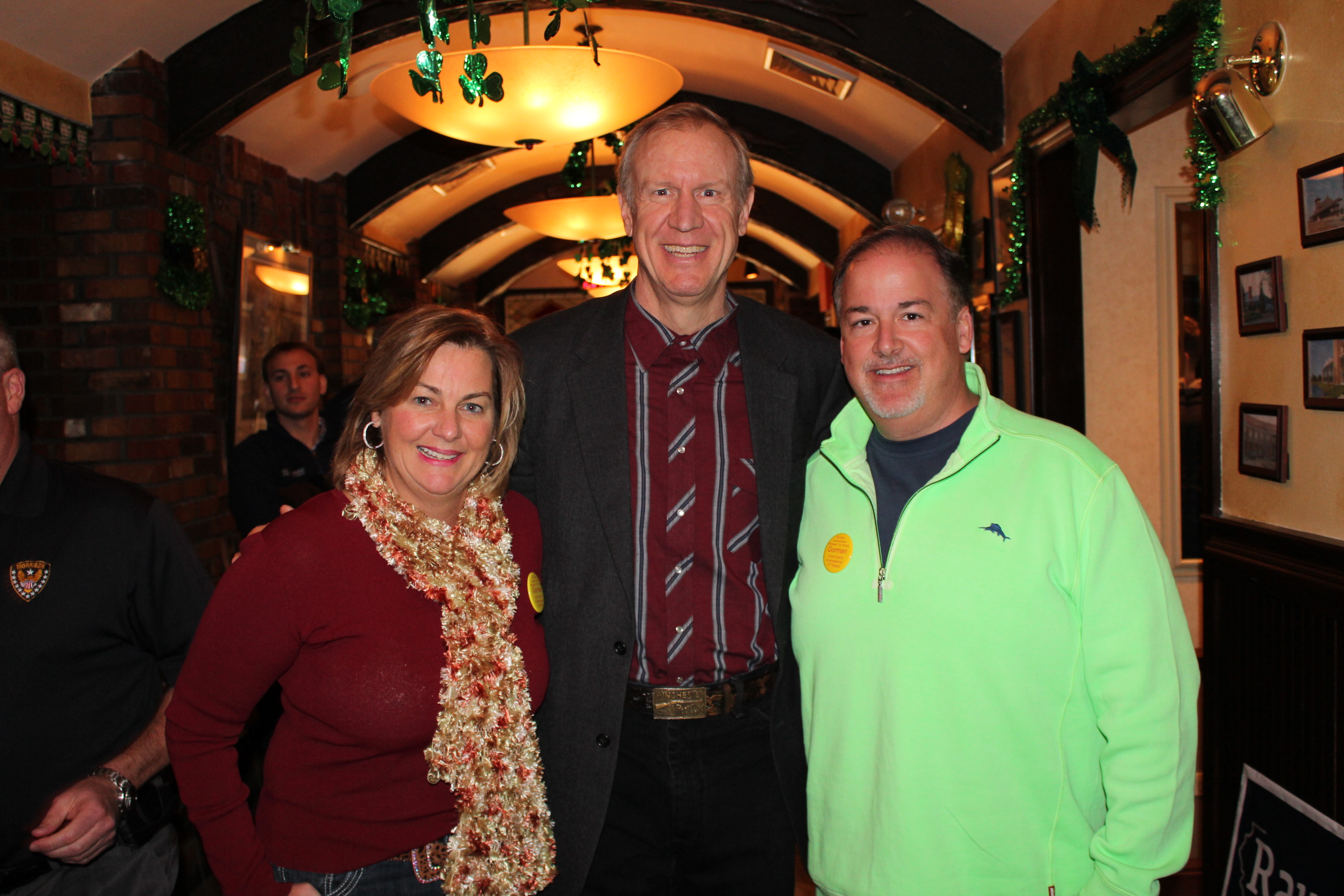 Liz Gorman, Bruce Rauner, Sean Morrison in March 2014