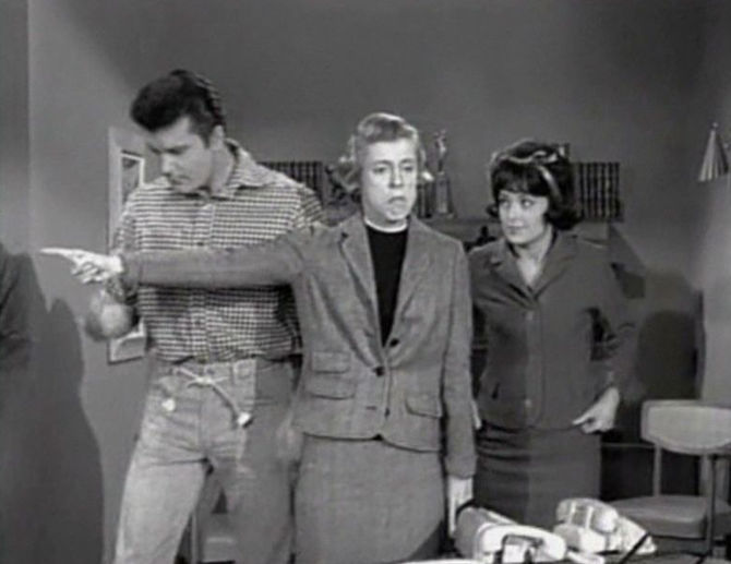 Cropped screenshot of Max Baer Jr., Nancy Kulp...