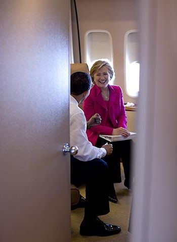 President Barack Obama is seen speaking with U...