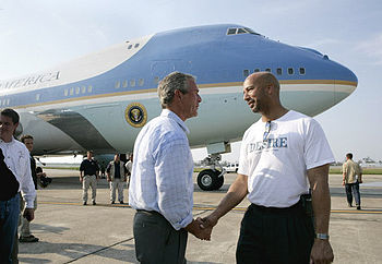 U.S. President George W. Bush and Nagin meet t... U.S. President George W. Bush and Nagin meet t...