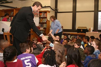 Illinois Congressman Aaron Schock at a school ...