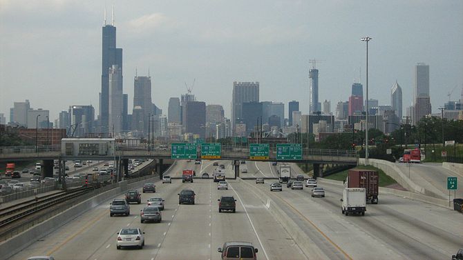 English: The busiest thoroughfare in Chicago.