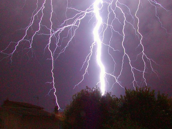 A return stroke, cloud-to-ground lightning strike. A return stroke, cloud-to-ground lightning strike.