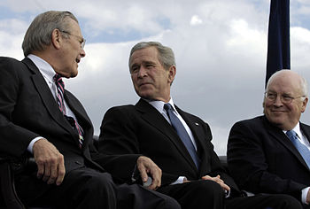 Secretary of Defense Donald Rumsfeld shares a ...
