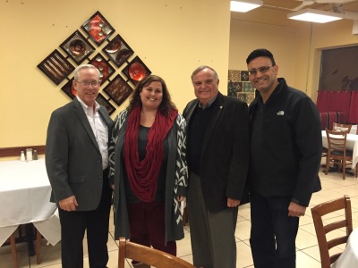 Orland Park Mayor Dan McLaughlin, Orland Prairie Senior Editor Heather Warthen, Tinley Park Mayor Ed Zabrocki and Ziyad Brothers Importing owner Nazmy Ziyad