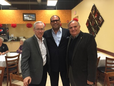 Orland Park Mayor Dan McLaughlin, Ziyad Brothers Importing owner Nemer Ziyad, Tinley Park Mayor Ed Zabrocki