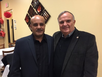 Amjad Alowisi, owner of the Shish Kabob House with Tinley Mayor Ed Zabrocki