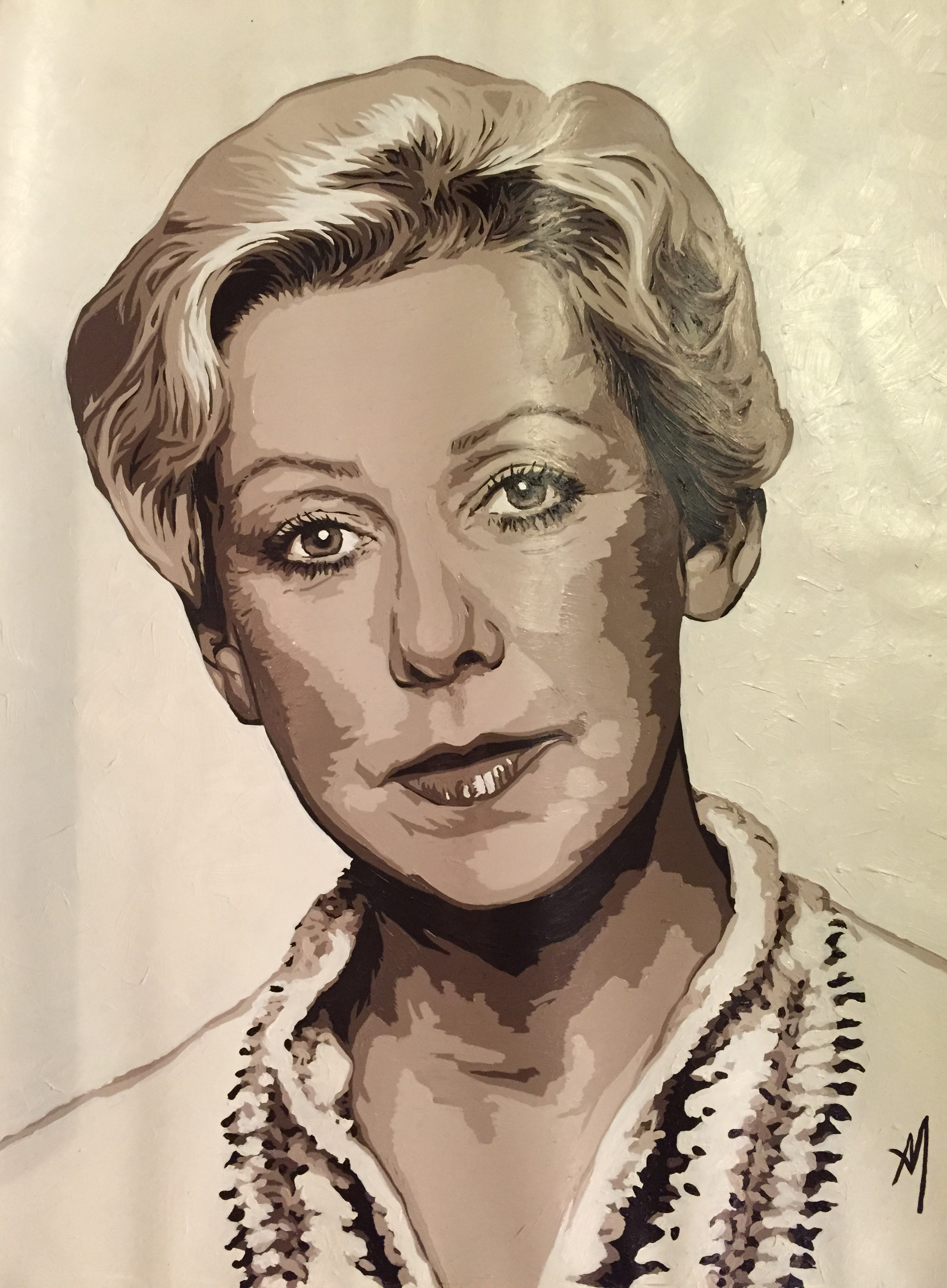 Jane Byrne portrait commissioned by Byrne aide Fran Santoro and given to Ray Hanania as a momento. Copyright 2014 Ray Hanania. All rights reserved. Permission to republish with full credit to Ray Hanania and Illinois News Network www.IllinoisNewsNetwork.com
