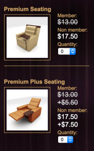 iPic Movie Theater Seating options
