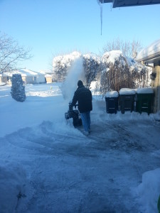 Suburbs. Snow blizzard being plowed 2015