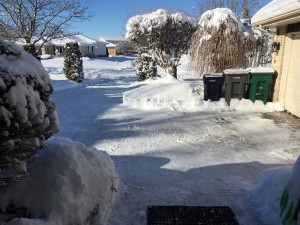 Suburbs. Snow blizzard after plowing 2015