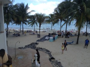 Riu Ocho Rios beach and jerk chicken outdoor barbecue