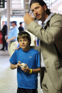 Getting that autograph after the game at Wrigley Field