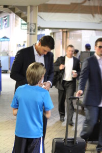 Getting that autograph after the game at Wrigley Field