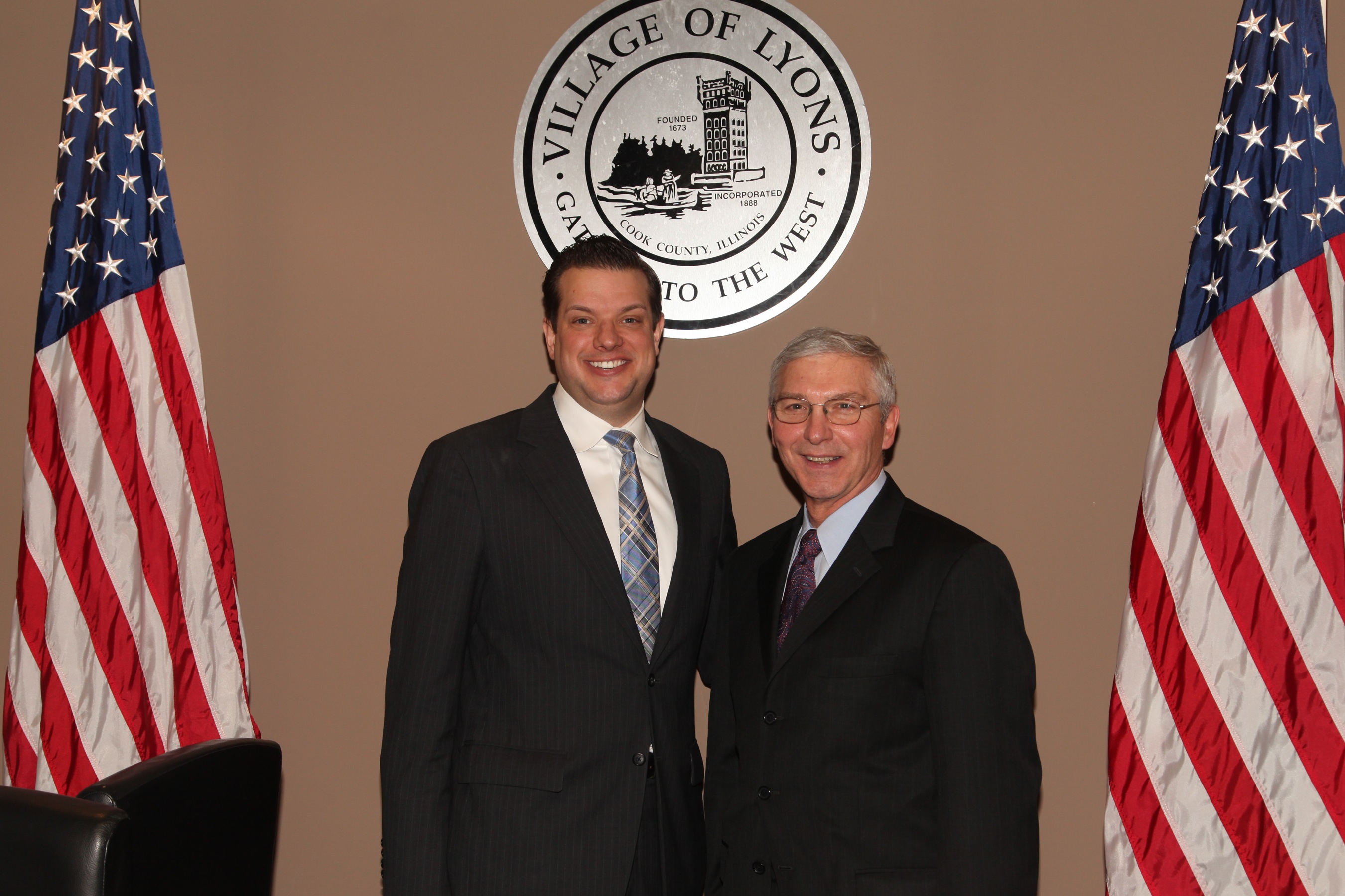 Lyons Mayor Christopher Getty and new Police Chief James M. Keating, appointed Feb. 2, 2016