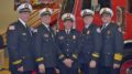 Fire Chief/Administrator Mike Schofield (far right), Battalion Chief Bill Bonnar (2nd from right), Jr, Battalion Chief Nick Cinquepalmi (center) and Battalion Chief Greg Ferro (far left). Battalion Chief Dan Smith (2nd from left)