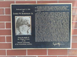 This plaque at the Lyons Village Hall honors late Army Sgt. James W. Robinson, Jr.
