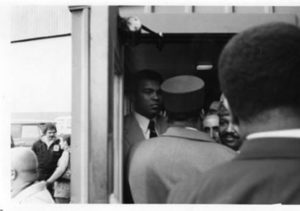 Muhammad Ali waits for the arrival of UAE Sultan Bin Mohammad al-Qasimi at Butler Terminal at Midway Airport in May 1976. Photo copyright (c) 2016 Ray Hanania. All Rights Reserved