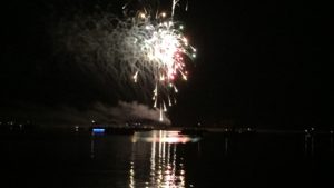 Candlewick Lake 4th of July fireworks reflecting on the lake