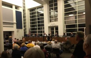 About 100 Residents of Orland Park filled the board meeting room Monday Oct. 17, 2016 to protest increasing Mayor Dan McLaughlin's salary 375 percent from $40,000 to $150,000