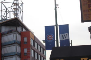 Cubs banners outside of Wrigley Field, Oct. 31, 2016. Photo (C) Copyright Ray Hanania 2016, 2017 All Rights Reserved. www.TheDailyHookah.com